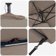 Плажен чадър Таупе 294 x 200 x 270 см Полиестер и алуминий