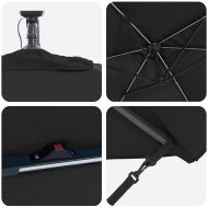 Плажен чадър Черно 294 x 200 x 270 см Полиестер и алуминий