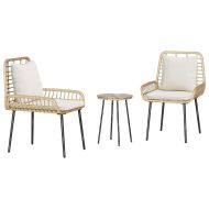 Комплект за хранене в градината 3 pcs Кафяв и Кремав полиратан