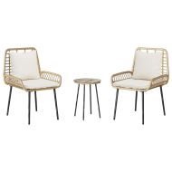 Комплект за хранене в градината 3 pcs Кафяв и Кремав полиратан