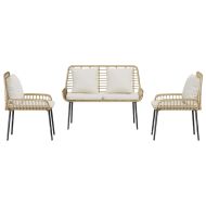 Комплект за хранене в градината 3 pcs Кафяв и Кремав полиратан