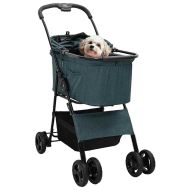 Сгъваема количка за домашни любимци Зелен 81 x 47 x 99 см