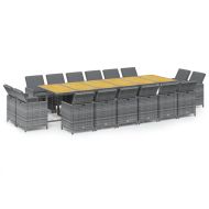 Градински комплект с възглавници 17 части полиратан сив