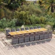 Градински комплект с възглавници 17 части полиратан сив