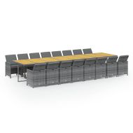 Градински комплект с възглавници 17 части полиратан сив