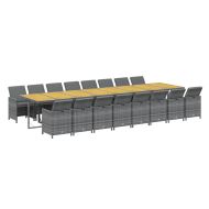 Градински комплект с възглавници 17 части полиратан сив