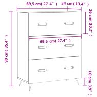 Скрин с чекмеджета бял 69,5x34x90 см инженерно дърво