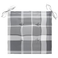 Градински столове, 2 бр, възглавници на сиво каре, тик масив