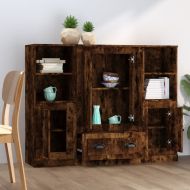 Високи шкафове, 3 бр, опушен дъб, инженерно дърво