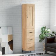Висок шкаф, сонома дъб, 34,5x34x180 см, инженерно дърво