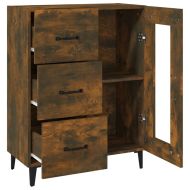 Сайдборд, опушен дъб, 69,5x34x90 см, инженерно дърво