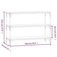 Библиотека опушен дъб 100x33x70,5 см инженерно дърво и стомана