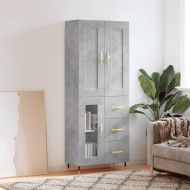 Висок шкаф, бетонно сив, 69,5x34x180 см, инженерно дърво
