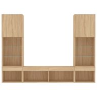 ТВ стенни модули с LED, 5 части, сонома дъб, инженерно дърво