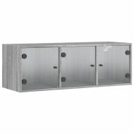 Стенен шкаф със стъклени врати, сив сонома, 102x37x35 см