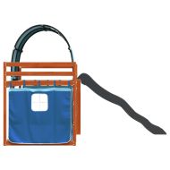 Двуетажно легло с пързалка и завеси, синьо, 90x200 см