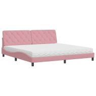 Легло с матрак, розово, 200x200 см, кадифе