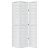 Разделител за стая, 3 панела, бял, дърво пауловния масив