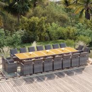 Градински комплект с възглавници 19 части сив полиратан