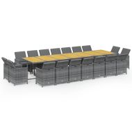 Градински комплект с възглавници 19 части сив полиратан