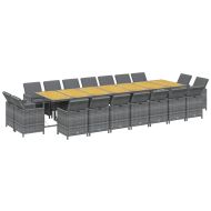 Градински комплект с възглавници 19 части сив полиратан