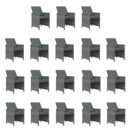 Градински комплект с възглавници 19 части сив полиратан