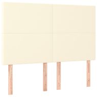 Табла за легло, кремава, 144x5x118/128 см, изкуствена кожа