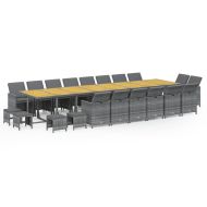 Градински комплект с възглавници 21 части сив полиратан