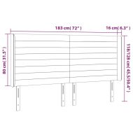 LED горна табла за легло, тъмнокафява,183x16x118/128 см, плат
