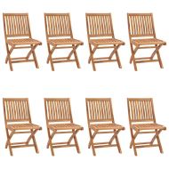 Сгъваеми градински столове с възглавници, 8 бр, тик масив