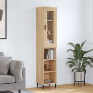 Висок шкаф, сонома дъб, 34,5x34x180 см, инженерно дърво