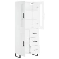 Висок шкаф, бял, 69,5x34x180 см, инженерно дърво