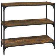 Библиотека опушен дъб 80x33x70,5 см инженерно дърво и стомана