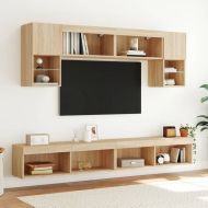 ТВ шкафове с LED осветление 2 бр дъб сонома 100x30x30 см