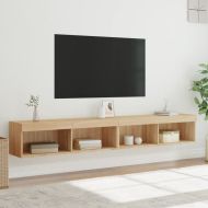 ТВ шкафове с LED осветление 2 бр дъб сонома 100x30x30 см