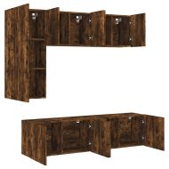 ТВ стенни модули, 5 части, опушен дъб, инженерно дърво