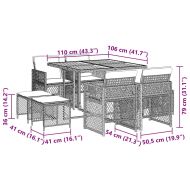 Градински комплект с възглавници, 9 части, бежов полиратан