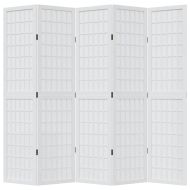 Разделител за стая, 5 панела, бял, дърво пауловния масив
