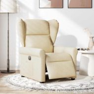 Електрически стол реклайнер , кремав, текстил