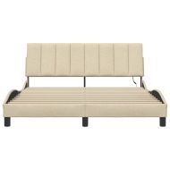 Рамка за легло без матрак Hanko, кремава, 160x200 см, плат