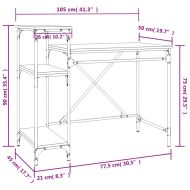 Бюро с рафтове опушен дъб 105x50x90 см инженерно дърво и желязо