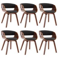 Трапезни столове, 6 бр, сиви, огънато дърво и плат