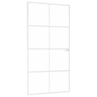 Интериорна врата бяла 102x201,5 см закалено стъкло и алуминий