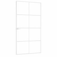 Интериорна врата бяла 102x201,5 см закалено стъкло и алуминий