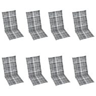 Накланящи градински столове с възглавници 8 бр тик масив