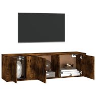 Комплект ТВ шкафове от 2 части, опушен дъб, инженерно дърво
