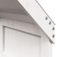 Високо легло с покрив, бяло, 80x200 см, борово дърво масив