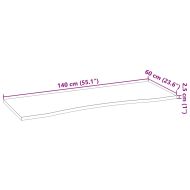Плот на бюро 140x60x2,5 cm необработен масивен дъб правоъгълна