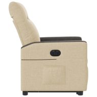 Електрически изправящ реклайнер стол, кремав, текстил