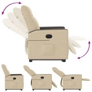 Електрически изправящ реклайнер стол, кремав, текстил